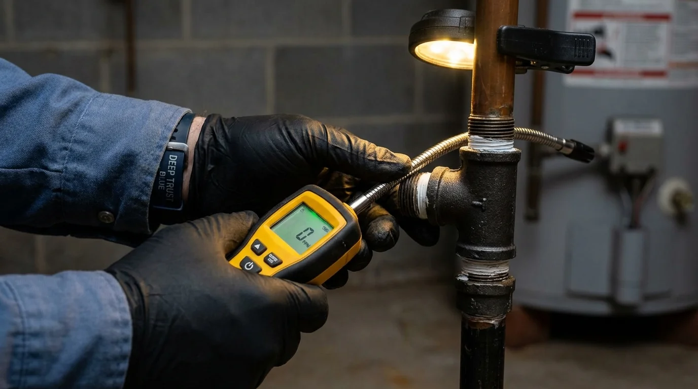 Gas leak detection with electronic sniffer by Johns Plumbing LLC in Mansfield